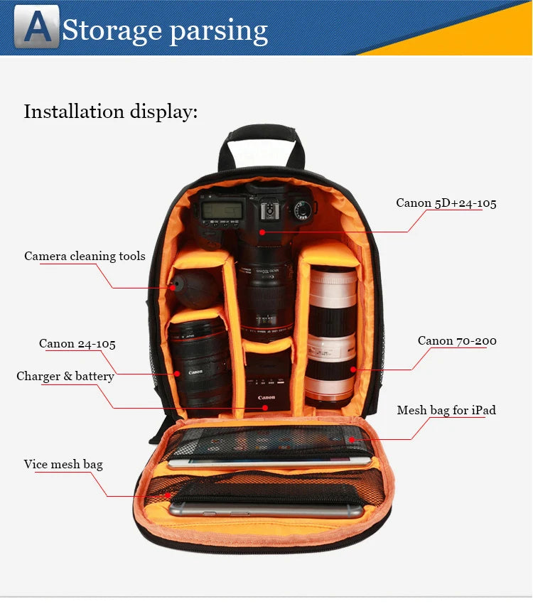 Digital Camera Backpack, Outdoor Large-Capacity Camera Bag, Laptop Backpack, Multi-Functional Convenient Backpack