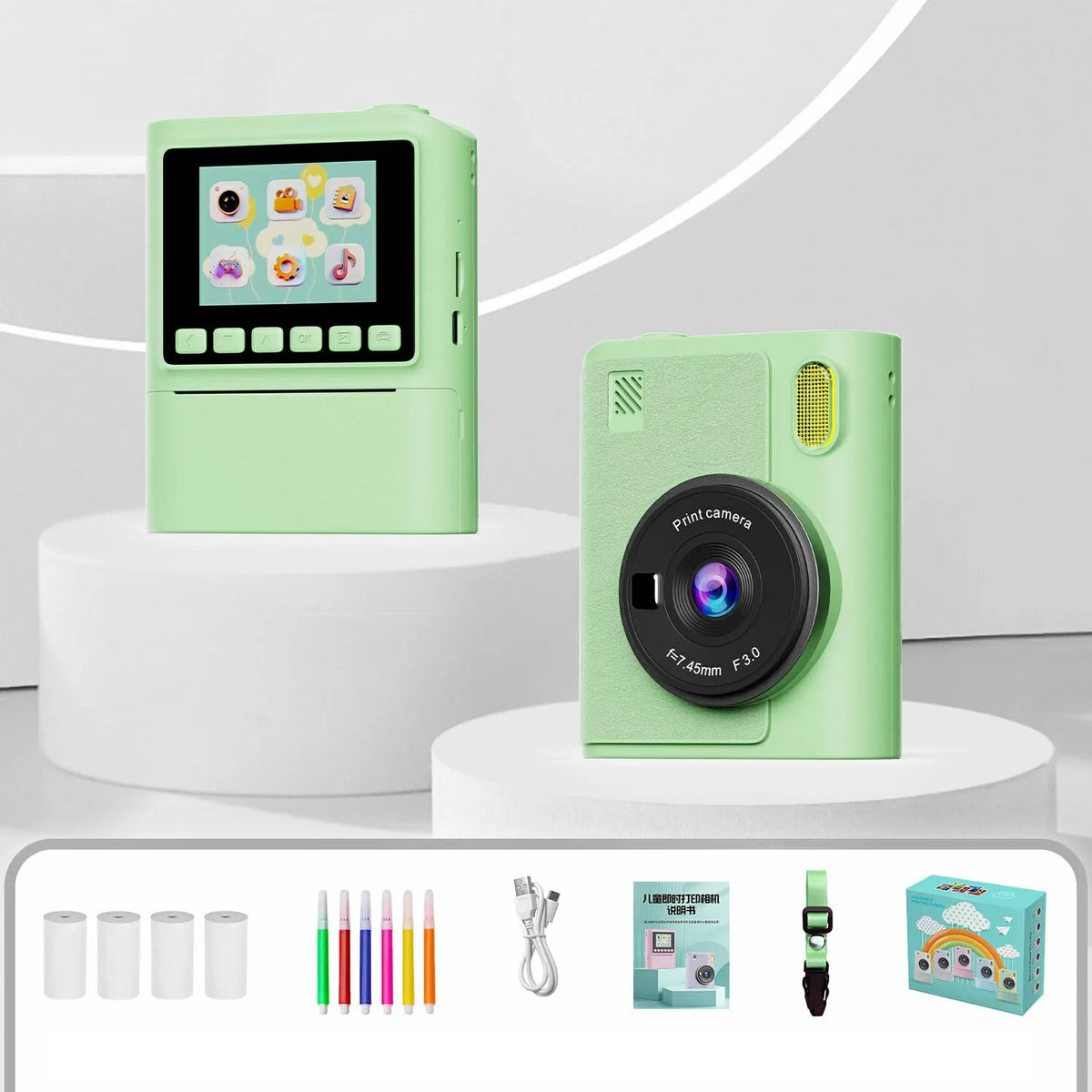 Kid Instant Print Camera 1080P HD Video Recorder 8X Zoom Digital Camera for Girl Boys Best Birthday Christmas Gift 32GB Card