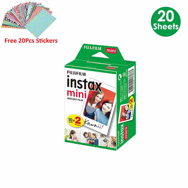 Fujifilm Instax Mini Film White 10 20 40 60 80 100 Sheets For FUJI Instant Camera Mini 12/11/Evo + Free Stickers（expiry-2027）