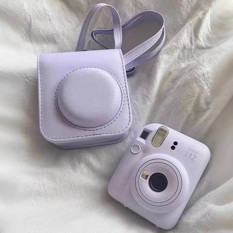 PU Leather Soft Protective Case for Instax Mini 12 Camera with Shoulder Strap Fujifilm Film Camera Travel Bag