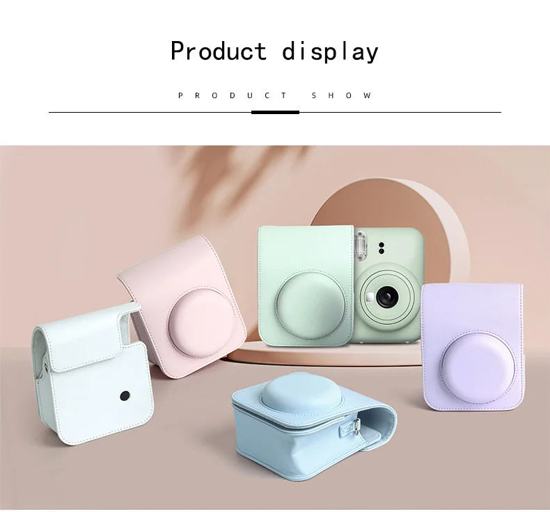 PU Leather Soft Protective Case for Instax Mini 12 Camera with Shoulder Strap Fujifilm Film Camera Travel Bag