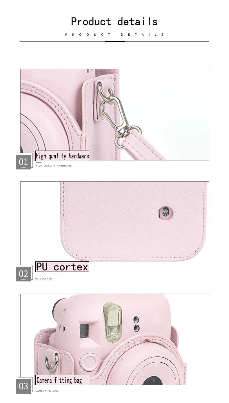 PU Leather Soft Protective Case for Instax Mini 12 Camera with Shoulder Strap Fujifilm Film Camera Travel Bag