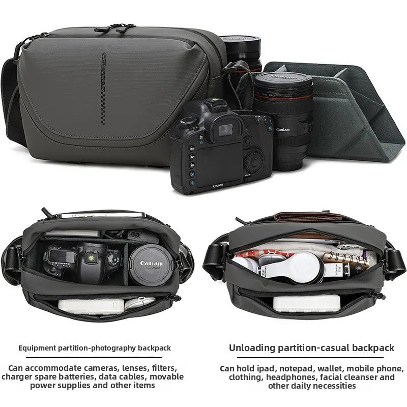 Men's Crossbody Camera Bag Portable One Shoulder Micro-Single Storage Outdoor Digital SLR Camera Pouch