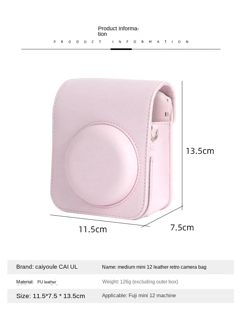 For Instax Mini 12 Camera Case PU Leather Soft Protective Case Trave Bag for Fujifilm Film Camera Bag with Shoulder Strap new