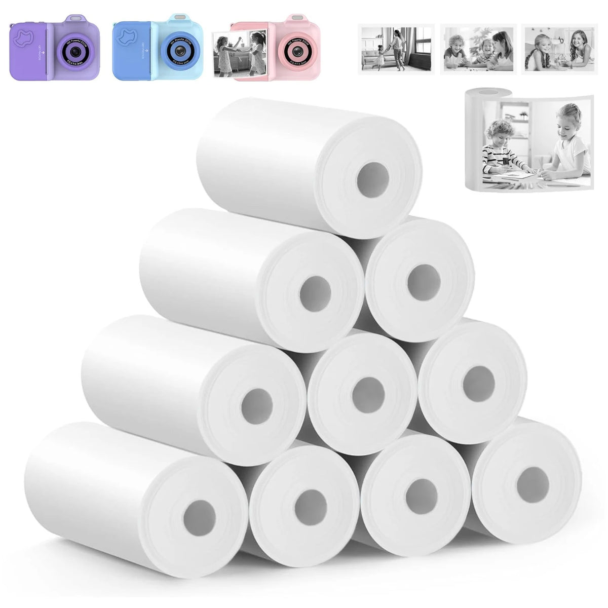 3-20 Rolls 57x25MM Thermal Paper Color Children Camera Instant Print Kids Camera Printing Paper Replacement Accessories Parts