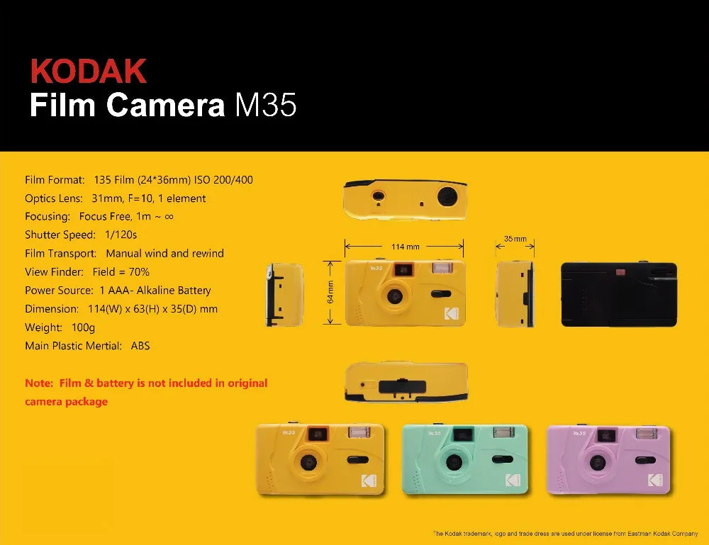 KODAK M35/ M38Film Camera 35MM Retro Manual Film Camera Non-Disposable Film Film Machine with Flash Function Repeatability