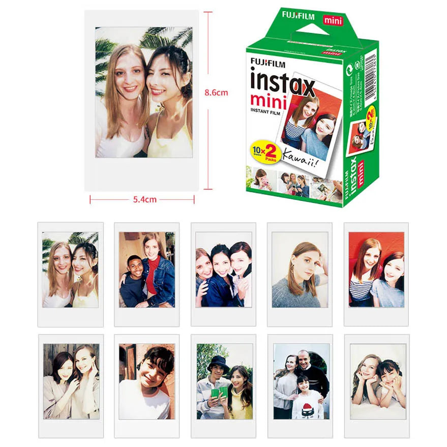 Fujifilm Instax Mini Film White 10 20 40 60 80 100 Sheets For FUJI Instant Camera Mini 12/11/Evo + Free Stickers（expiry-2027）