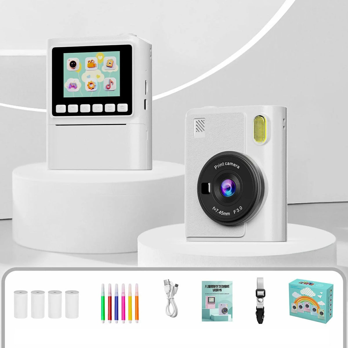 Kid Instant Print Camera 1080P HD Video Recorder 8X Zoom Digital Camera for Girl Boys Best Birthday Christmas Gift 32GB Card
