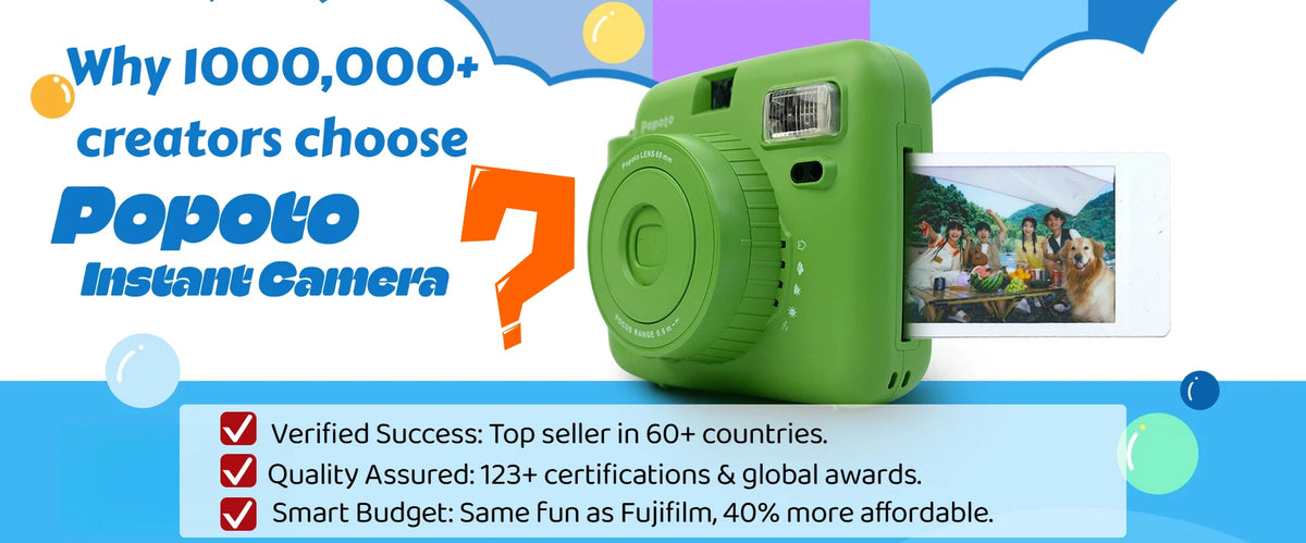 Popoto Instant Camera Cute Macaron Trendy Film Camera for Fujifilm Instax Mini Film Aesthetic Photo Camera for Girls Gift