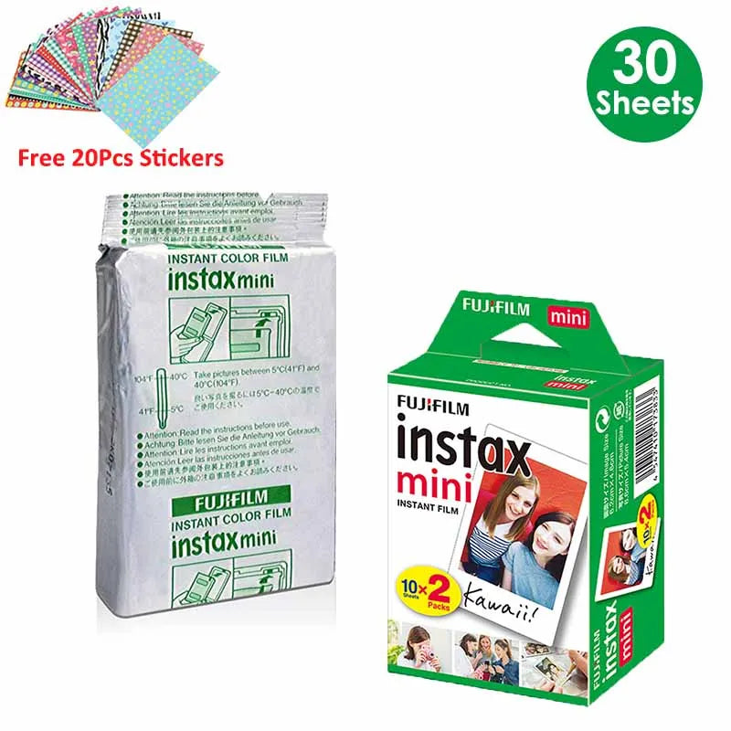 Fujifilm Instax Mini Film White 10 20 40 60 80 100 Sheets For FUJI Instant Camera Mini 12/11/Evo + Free Stickers（expiry-2027）