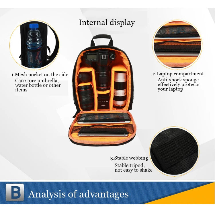 Digital Camera Backpack, Outdoor Large-Capacity Camera Bag, Laptop Backpack, Multi-Functional Convenient Backpack