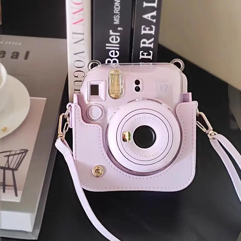 PU Leather Soft Protective Case for Instax Mini 12 Camera with Shoulder Strap Fujifilm Film Camera Travel Bag