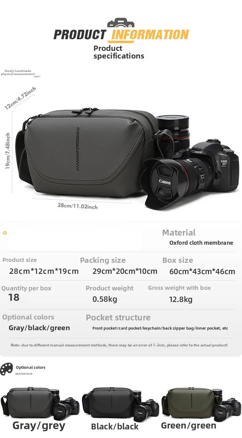 Men's Crossbody Camera Bag Portable One Shoulder Micro-Single Storage Outdoor Digital SLR Camera Pouch