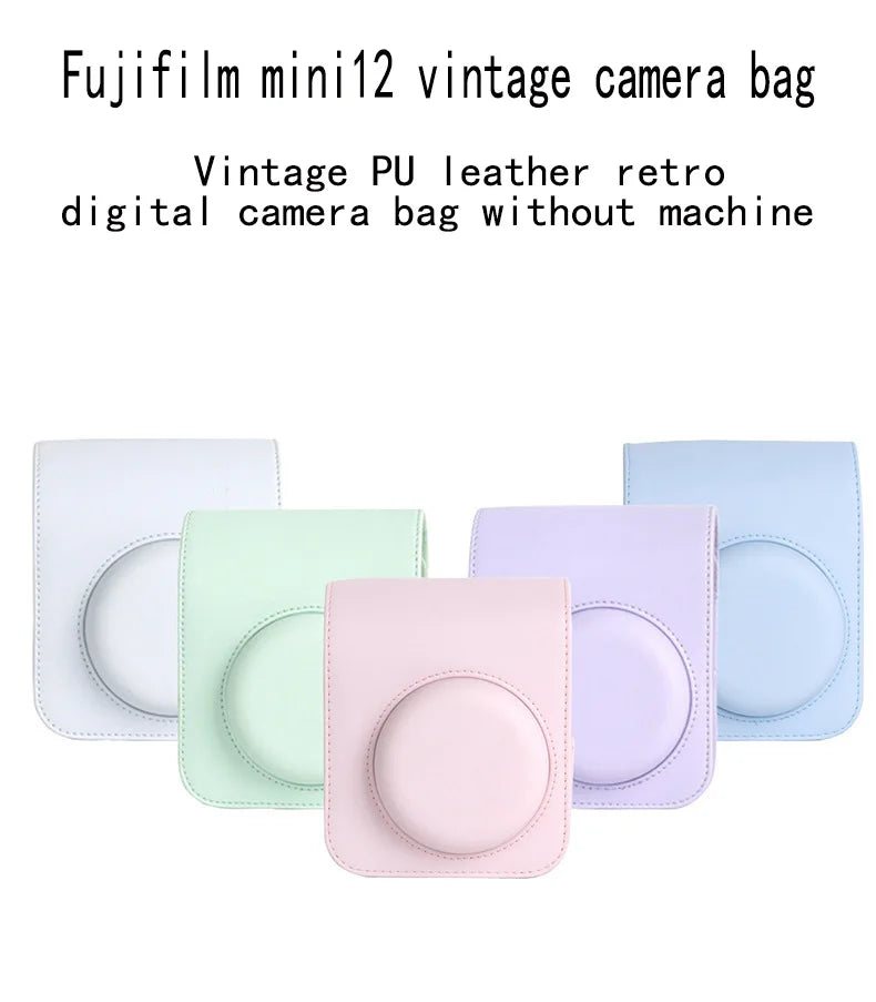PU Leather Soft Protective Case for Instax Mini 12 Camera with Shoulder Strap Fujifilm Film Camera Travel Bag