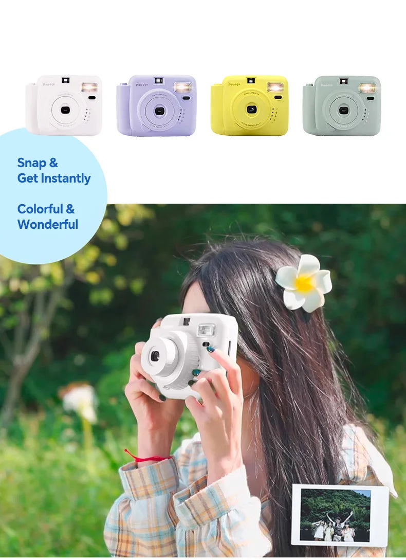 Popoto Instant Camera Cute Macaron Trendy Film Camera for Fujifilm Instax Mini Film Aesthetic Photo Camera for Girls Gift