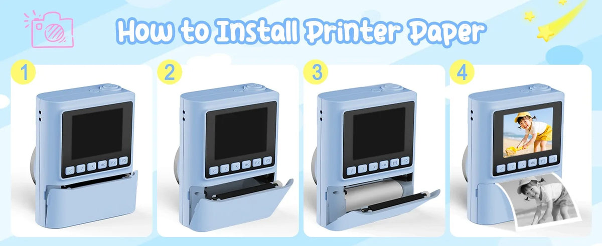 Kid Instant Print Camera 1080P HD Video Recorder 8X Zoom Digital Camera for Girl Boys Best Birthday Christmas Gift 32GB Card