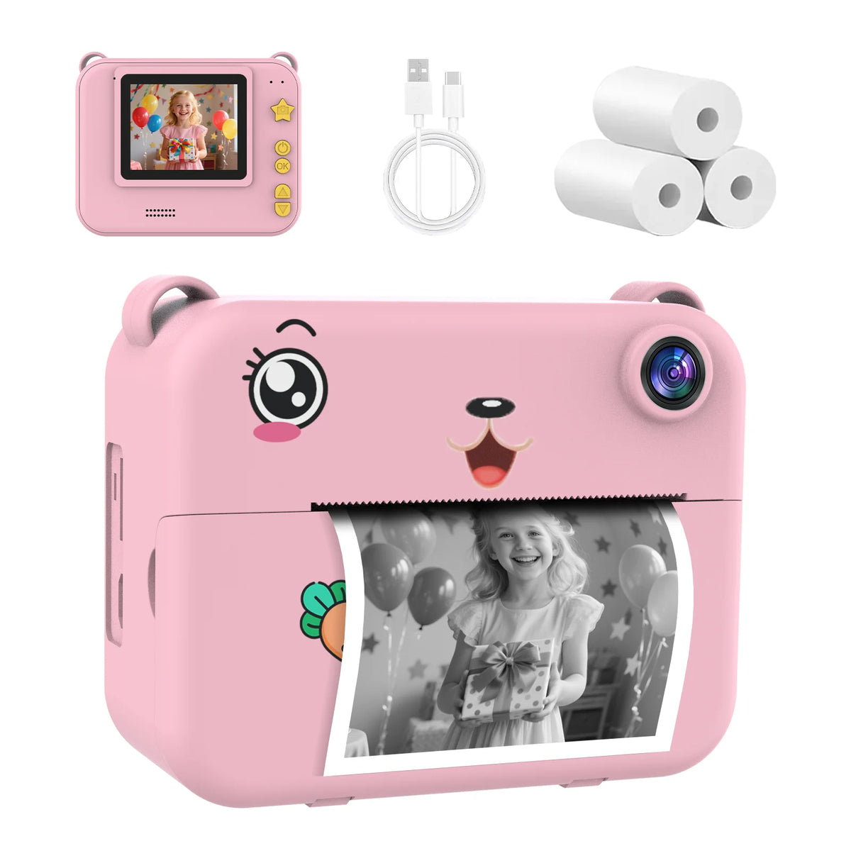 Children Digital Camera Photography Instant Camera 1080P HD Dual Lens Kids Video Recorder Toys for Girls Boys Best Birthday Gif