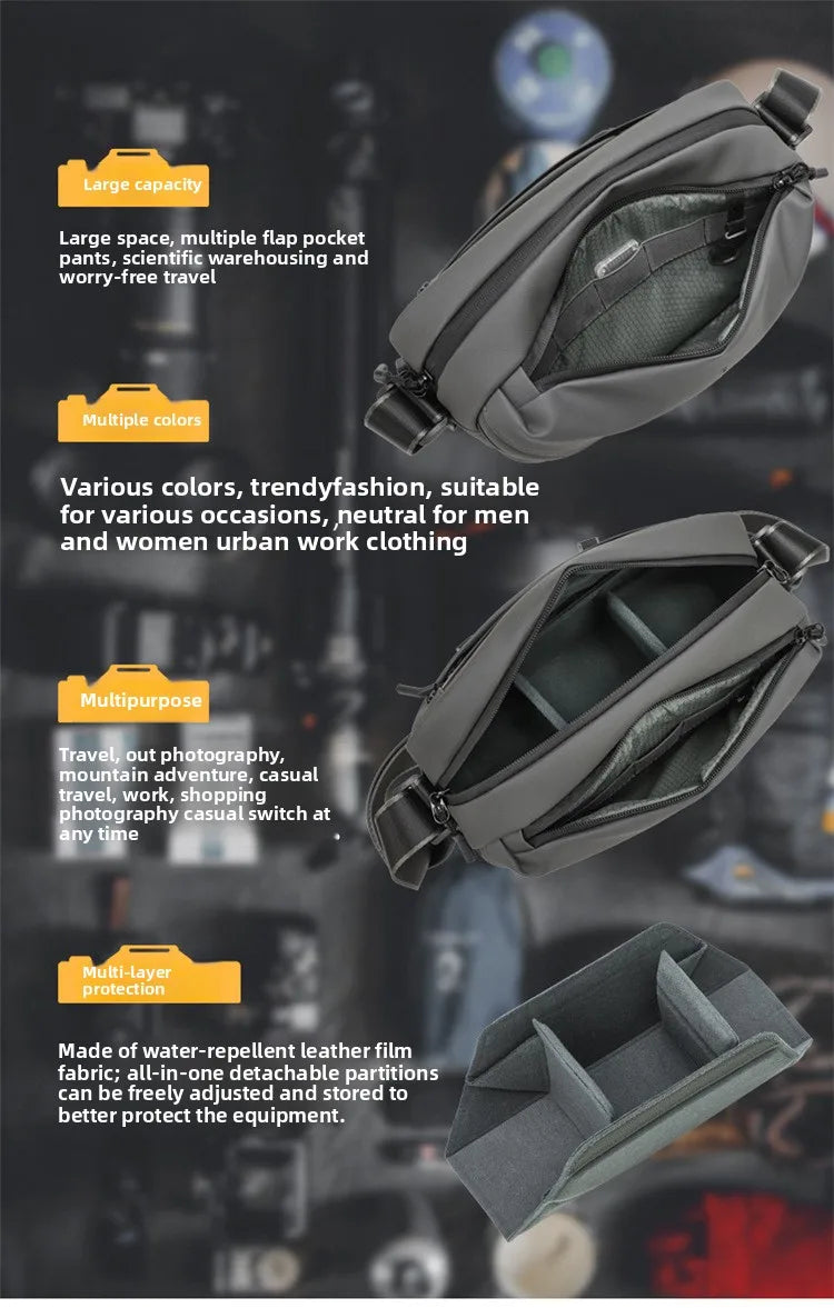 Men's Crossbody Camera Bag Portable One Shoulder Micro-Single Storage Outdoor Digital SLR Camera Pouch