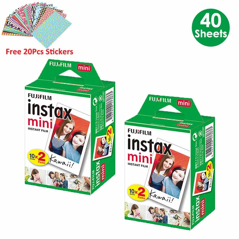 Fujifilm Instax Mini Film White 10 20 40 60 80 100 Sheets For FUJI Instant Camera Mini 12/11/Evo + Free Stickers（expiry-2027）