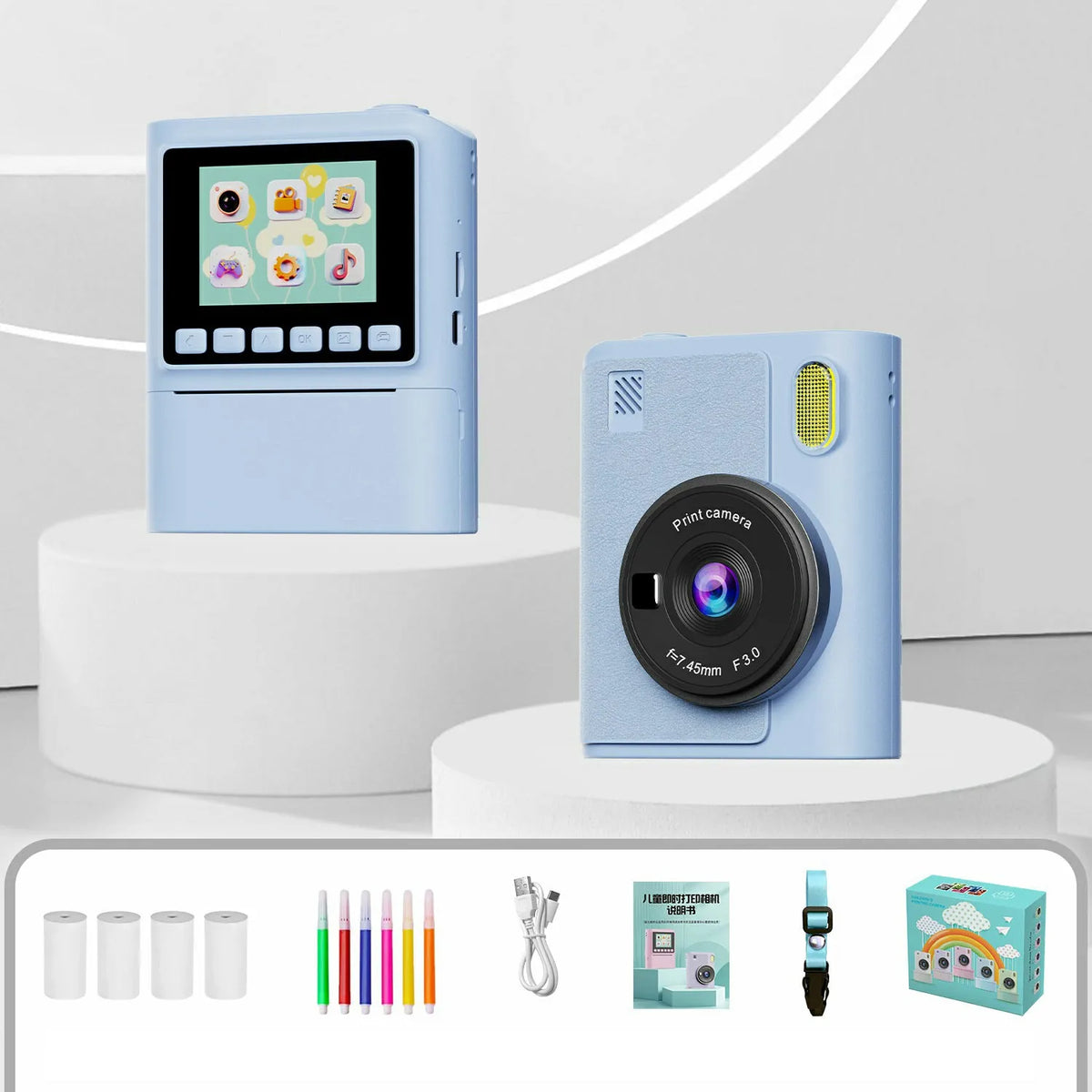 Kid Instant Print Camera 1080P HD Video Recorder 8X Zoom Digital Camera for Girl Boys Best Birthday Christmas Gift 32GB Card